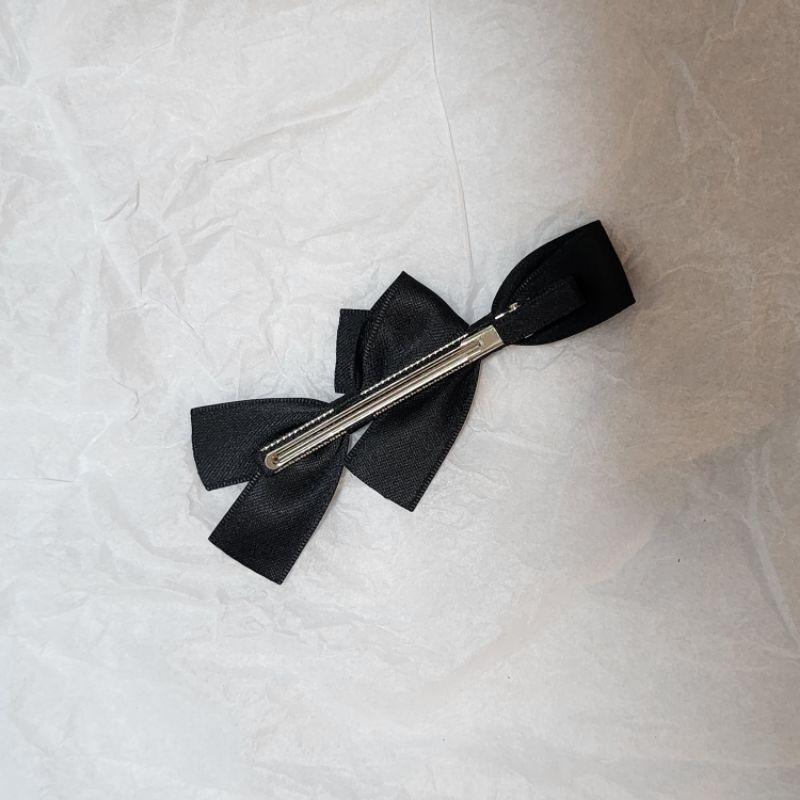 現貨 韓國飾品 黑色緞面蝴蝶結髮夾 2入一組  手工髮夾-細節圖2