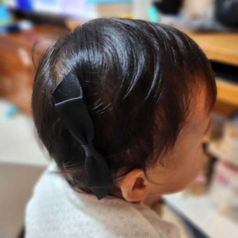 現貨 韓國飾品 黑色緞面蝴蝶結髮夾 2入一組  手工髮夾-細節圖3