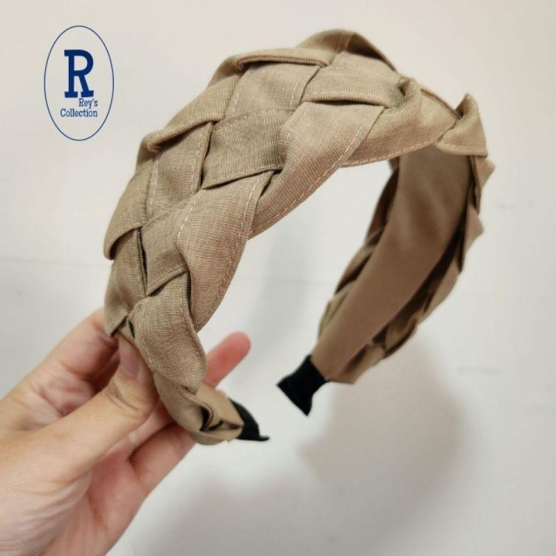 現貨 韓國飾品 布面交錯編織髮箍 米色-細節圖2