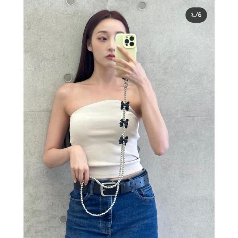 現貨 韓國高級感金屬斜背手機鏈條掛繩 愛心/蝴蝶結-細節圖2