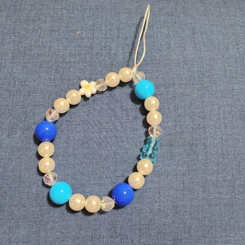 現貨 韓國串珠手機吊飾 春天小雛菊與熊-細節圖2