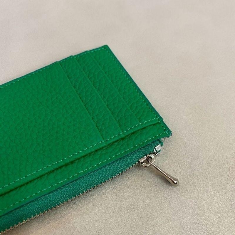 現貨 韓國皮夾 歐膩真皮拉鍊卡夾 亞麻藍-細節圖3