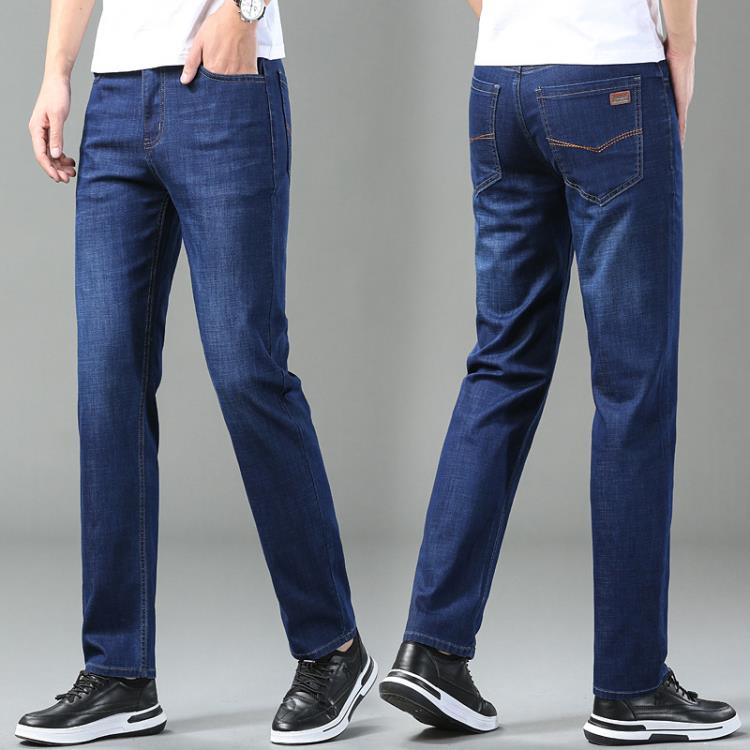 牛仔褲 冬季男褲工地干活男士直筒寬松彈力休閒大碼便宜工作長褲子-細節圖4