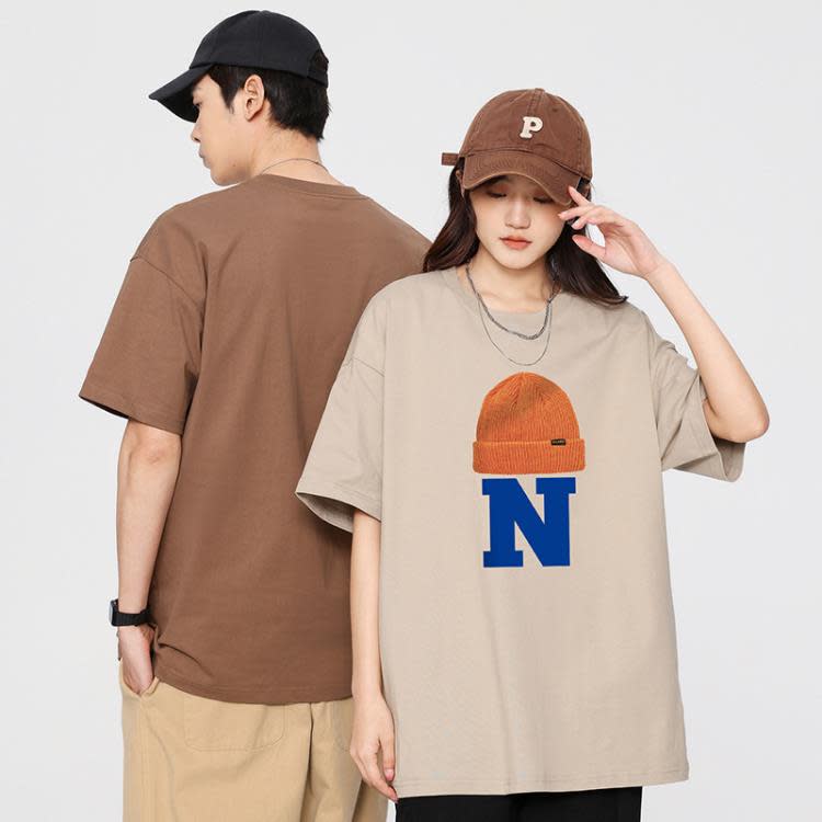 短袖T恤 香港寬松純棉五分袖t恤男士潮牌男女款半袖學生情侶裝-細節圖3