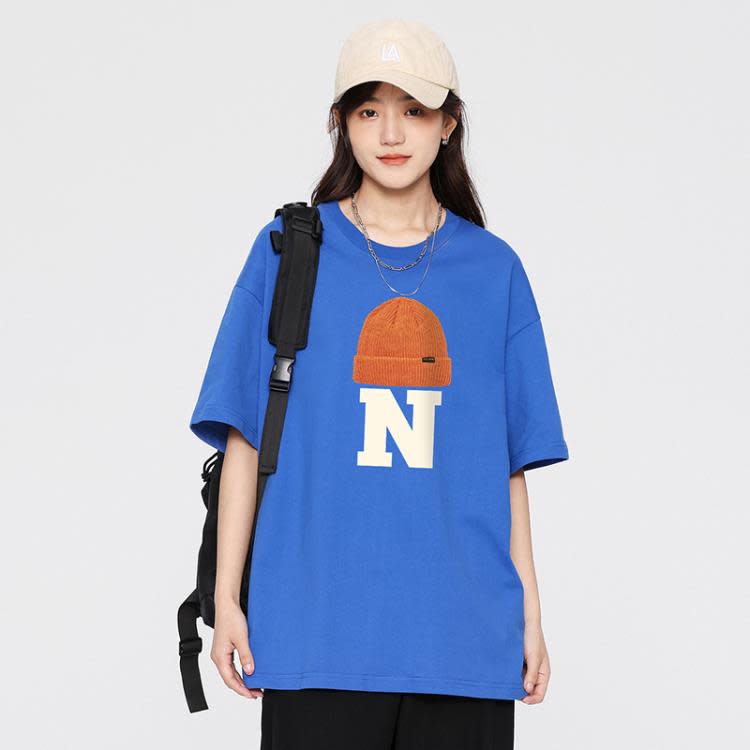 短袖T恤 香港寬松純棉五分袖t恤男士潮牌男女款半袖學生情侶裝-細節圖7