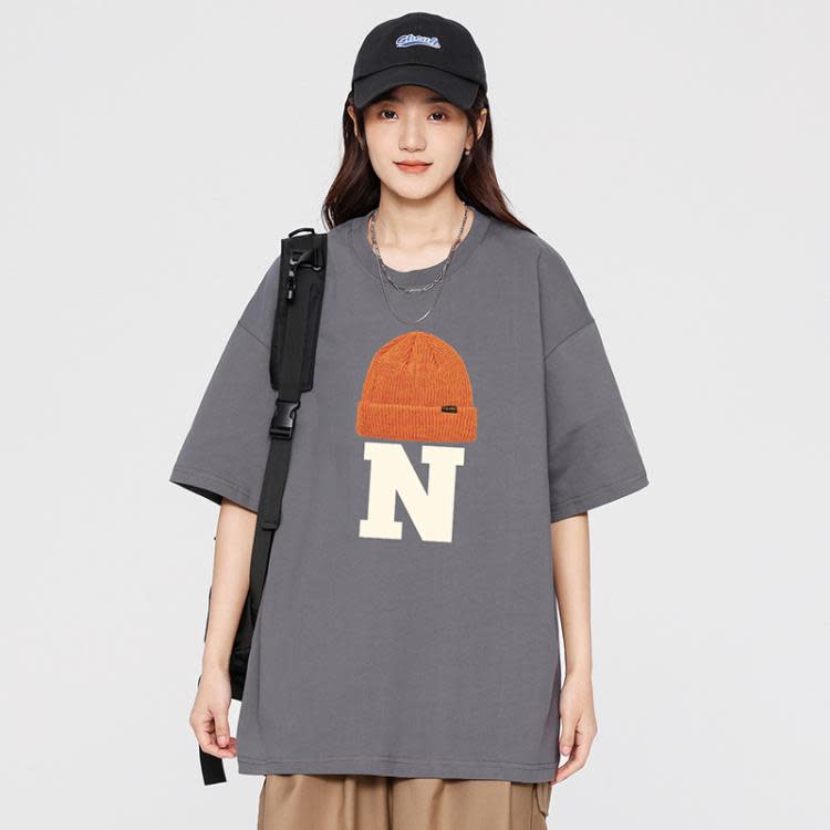 短袖T恤 香港寬松純棉五分袖t恤男士潮牌男女款半袖學生情侶裝-細節圖8