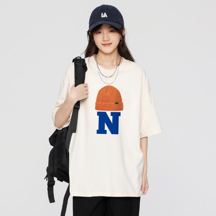 短袖T恤 香港寬松純棉五分袖t恤男士潮牌男女款半袖學生情侶裝-細節圖9