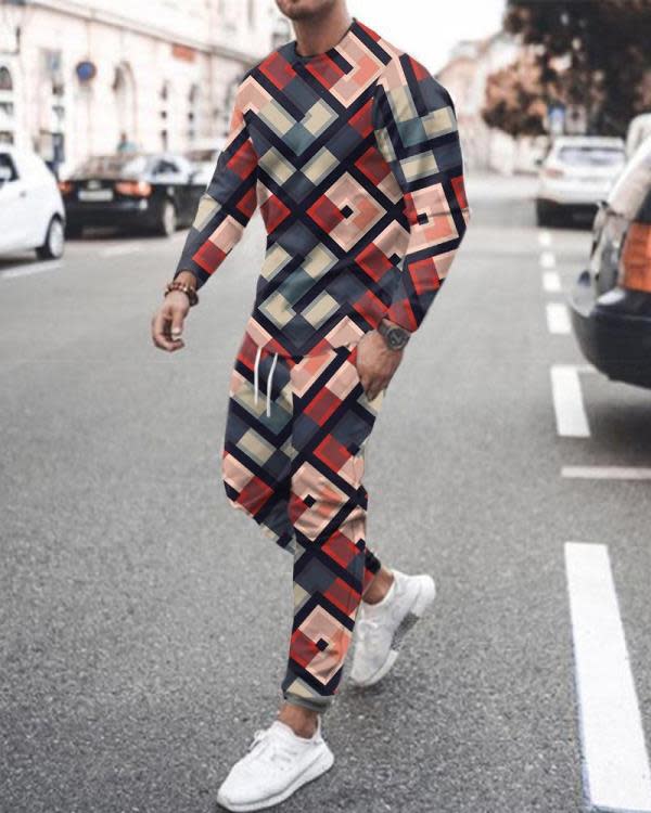 長褲 秋季時尚男裝運動套裝男3D數碼長袖印花男士休閒運動服SY001-細節圖6