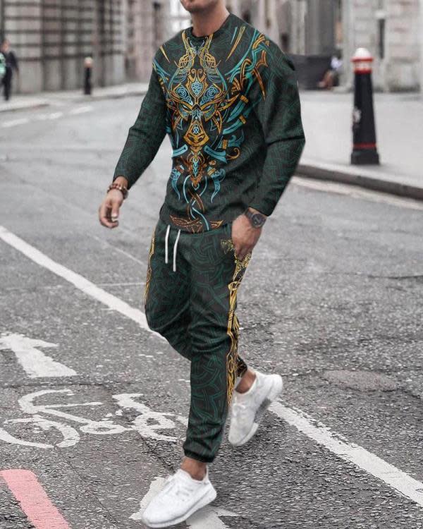 長褲 秋季時尚男裝運動套裝男3D數碼長袖印花男士休閒運動服SY001-細節圖7