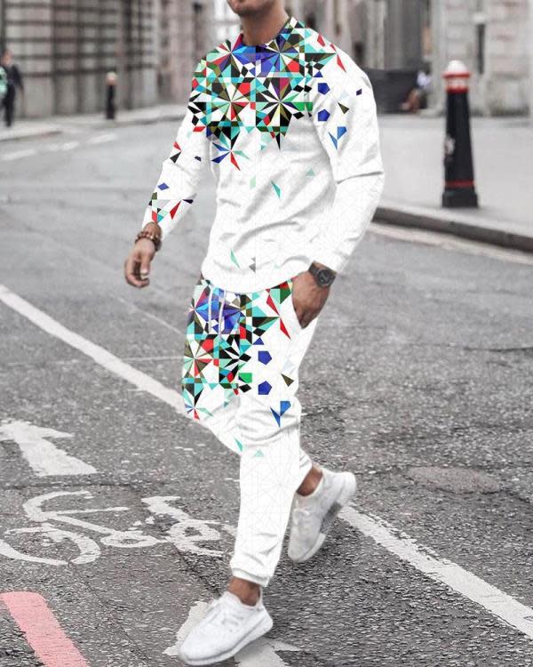 長褲 秋季時尚男裝運動套裝男3D數碼長袖印花男士休閒運動服SY001-細節圖9