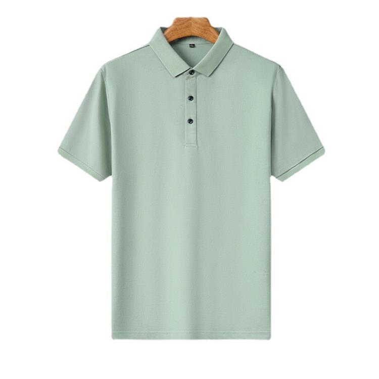 polo衫 夏季男式純色含桑蠶絲寬松款基礎大眾日常休閒時尚百搭男裝-細節圖5