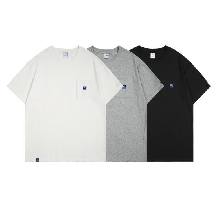 北界男裝 美式潮牌2023夏季新款口袋刺繡圓領半袖上衣寬松短袖T恤-細節圖5