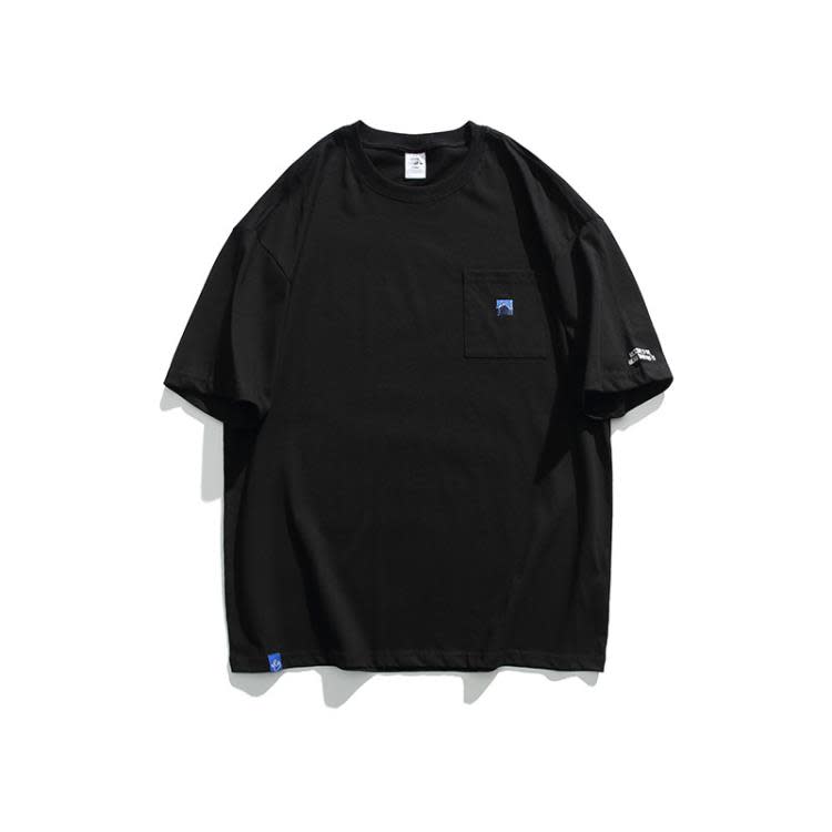 北界男裝 美式潮牌2023夏季新款口袋刺繡圓領半袖上衣寬松短袖T恤-細節圖8