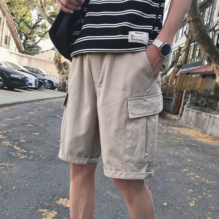夏季新款男士短褲工裝褲寬松休閒潮牌正韓潮流帥氣5分褲男運動褲-細節圖6