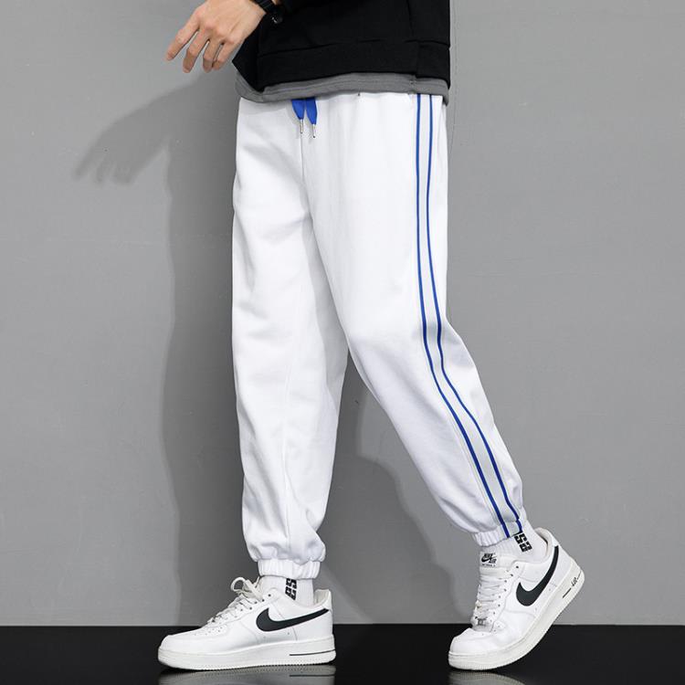 休閒褲 2023新款秋冬季330g重磅華棉褲男生九分褲束腳寬松男士衛褲子-細節圖2