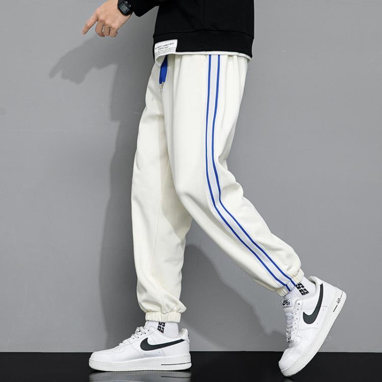 休閒褲 2023新款秋冬季330g重磅華棉褲男生九分褲束腳寬松男士衛褲子-細節圖3