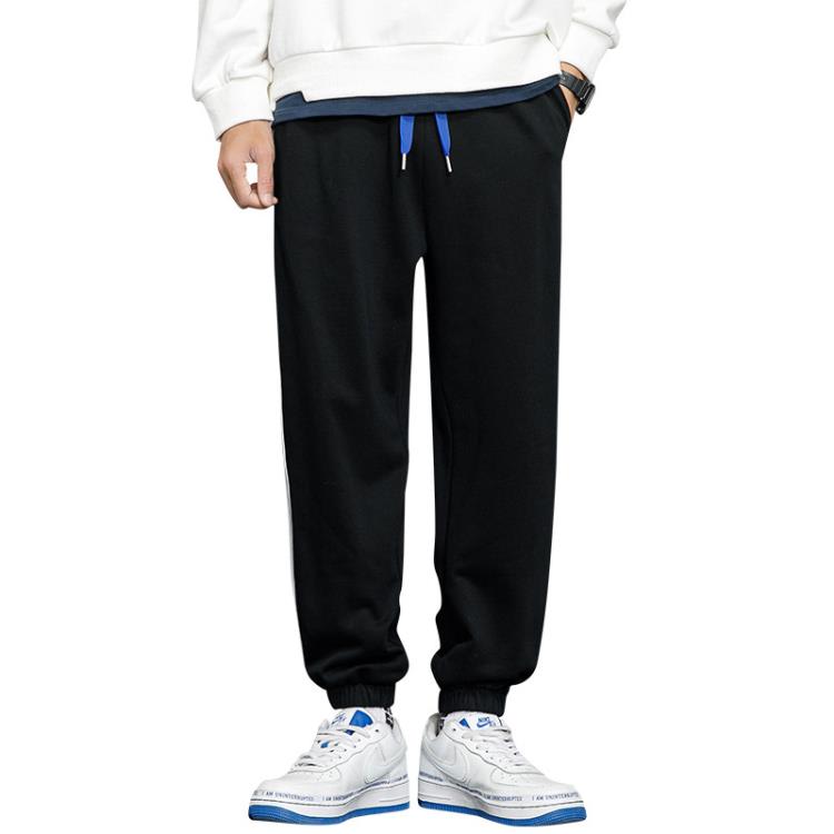 休閒褲 2023新款秋冬季330g重磅華棉褲男生九分褲束腳寬松男士衛褲子-細節圖5