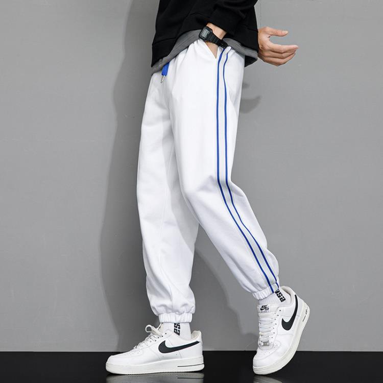 休閒褲 2023新款秋冬季330g重磅華棉褲男生九分褲束腳寬松男士衛褲子-細節圖8