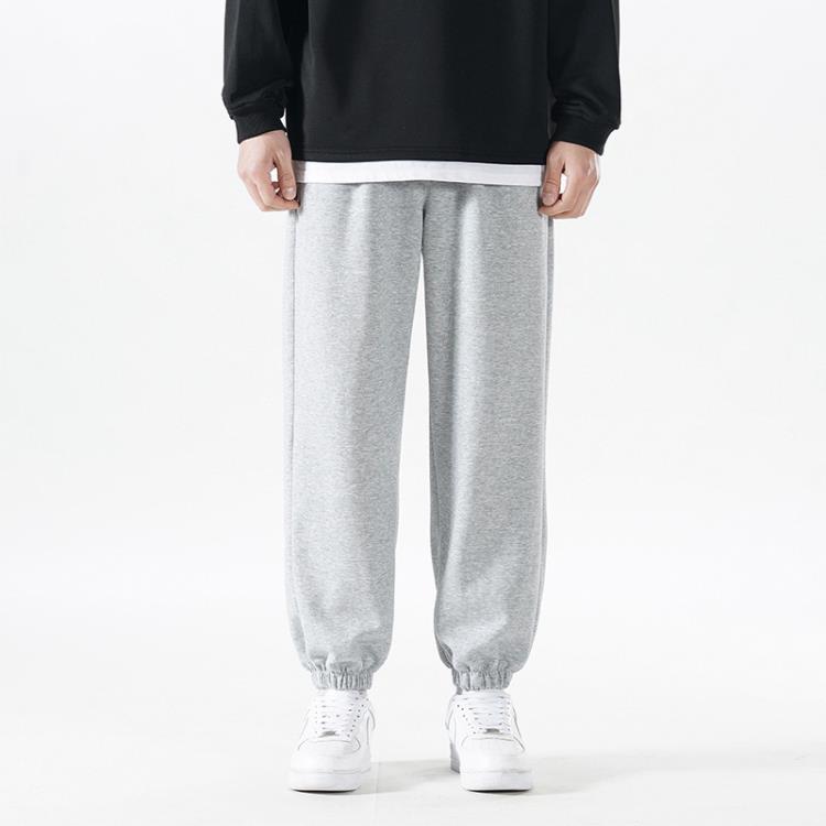 長褲 褲子男士秋冬季2023新款潮牌束腳工裝休閒寬松灰色運動衛褲男-細節圖3