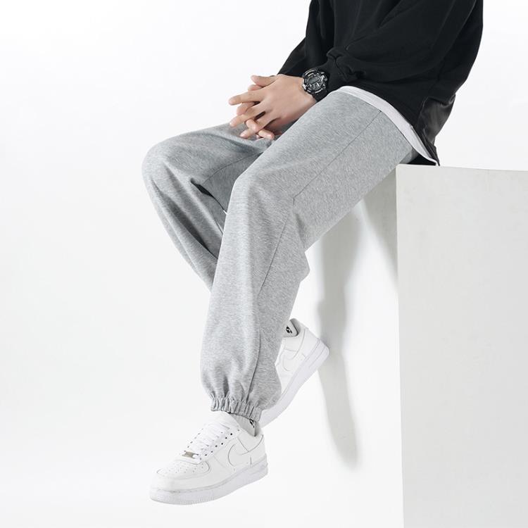 長褲 褲子男士秋冬季2023新款潮牌束腳工裝休閒寬松灰色運動衛褲男-細節圖7