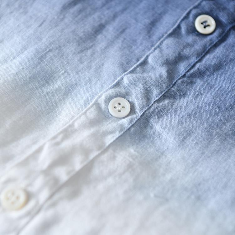 733 正韓潮流個性扎染亞麻襯衣男士個性漸變長袖拼色襯衫一件代髮-細節圖3