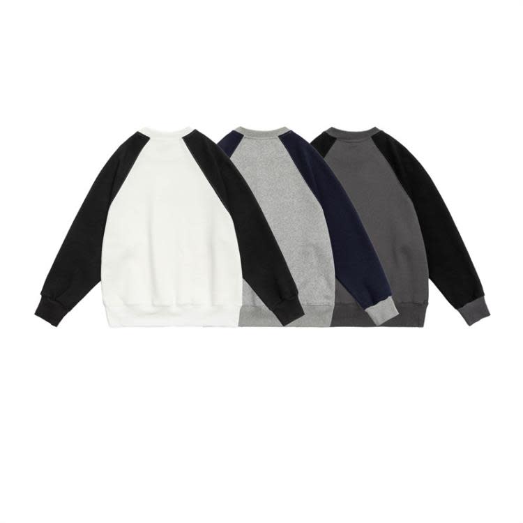 北界男裝 美式潮牌2023春季新款模糊印花圓領衛衣男撞色套頭外套-細節圖2