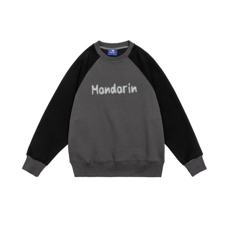 北界男裝 美式潮牌2023春季新款模糊印花圓領衛衣男撞色套頭外套-細節圖3