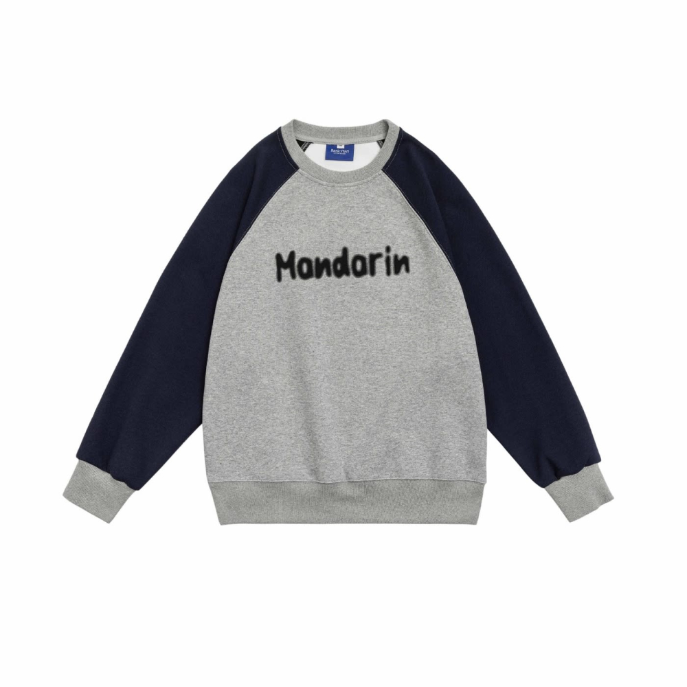 北界男裝 美式潮牌2023春季新款模糊印花圓領衛衣男撞色套頭外套-細節圖4