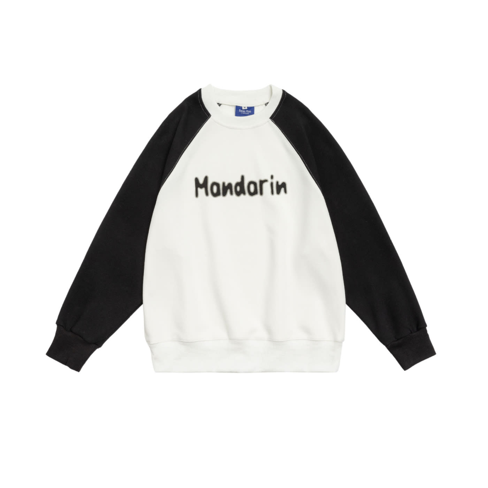 北界男裝 美式潮牌2023春季新款模糊印花圓領衛衣男撞色套頭外套-細節圖5