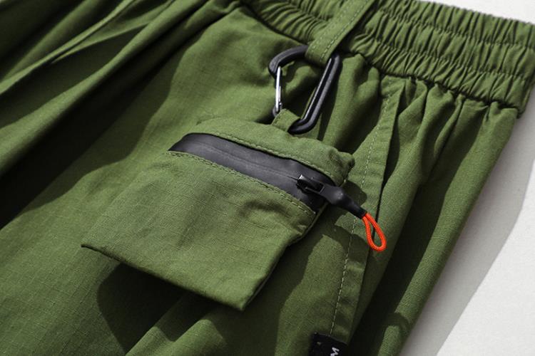 DM078 提花格子工裝褲 黑色 白色 綠色 M-XXL-細節圖4