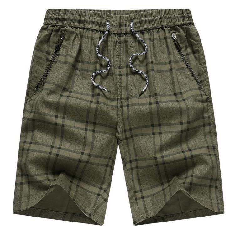 短褲 純棉中年男士休閒格子多口袋夏天大碼寬松五分褲運動沙灘褲男-細節圖3