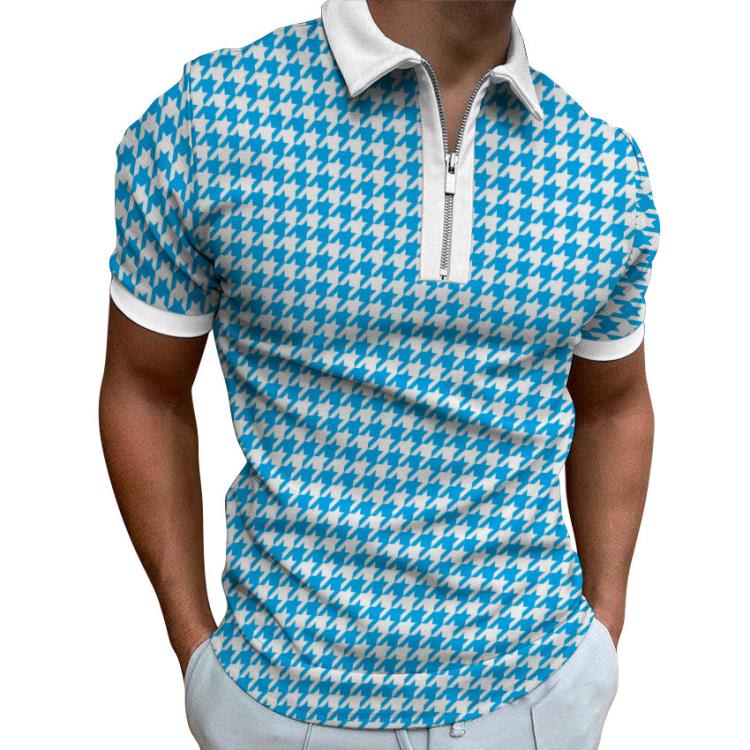 短袖T恤 夏季男士翻領Polo衫 歐美大碼時尚休閒3D數碼印花拉鍊上衣-細節圖8