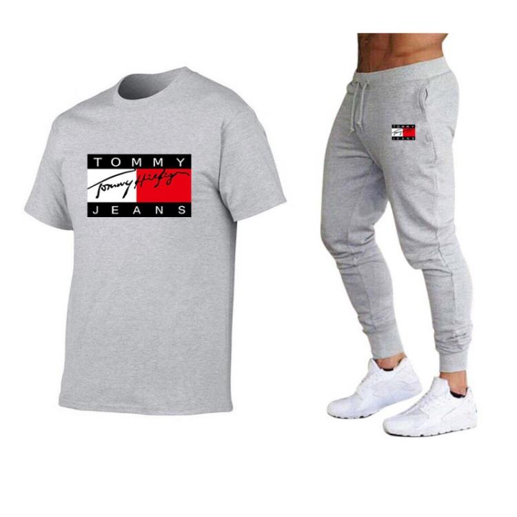 短袖T恤 夏季新款跑步運動服套裝男士健身長褲休閒套裝可 加LG-細節圖4