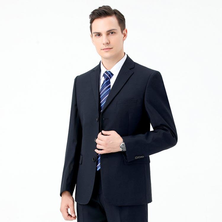 品牌春秋新款西服套裝男中年商務職業正裝西裝大碼結婚禮服爸爸裝-細節圖5