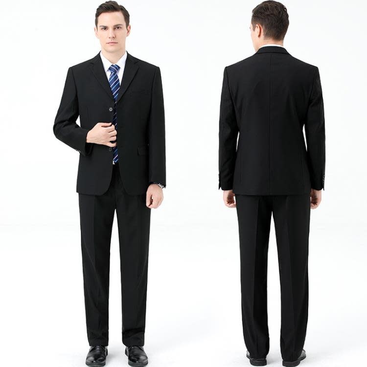品牌春秋新款西服套裝男中年商務職業正裝西裝大碼結婚禮服爸爸裝-細節圖6
