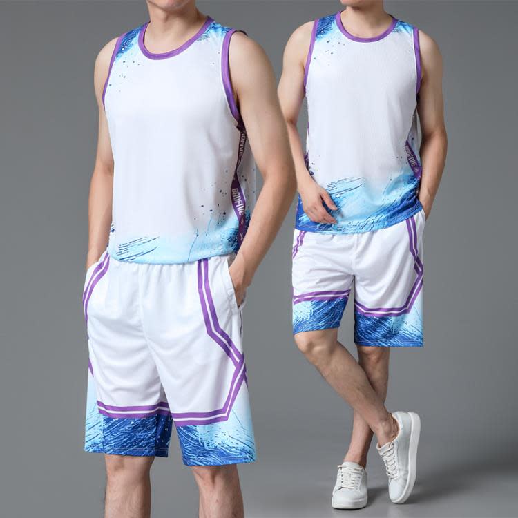 背心 團購夏季籃球服套裝球服訓練短褲冰絲速干套裝男-細節圖5