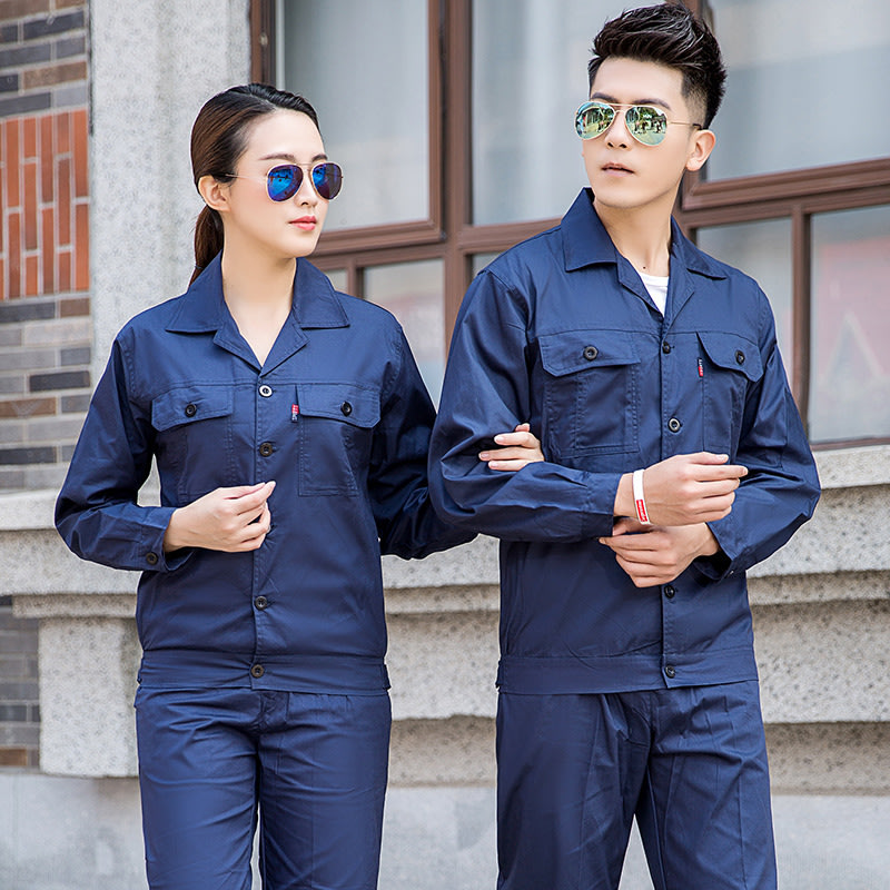 套裝 夏季工作服薄款短袖純棉勞保服工廠工服汽修廠服全棉工裝訂製-細節圖7