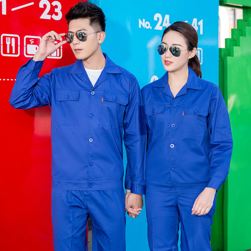 套裝 夏季工作服薄款短袖純棉勞保服工廠工服汽修廠服全棉工裝訂製-細節圖8