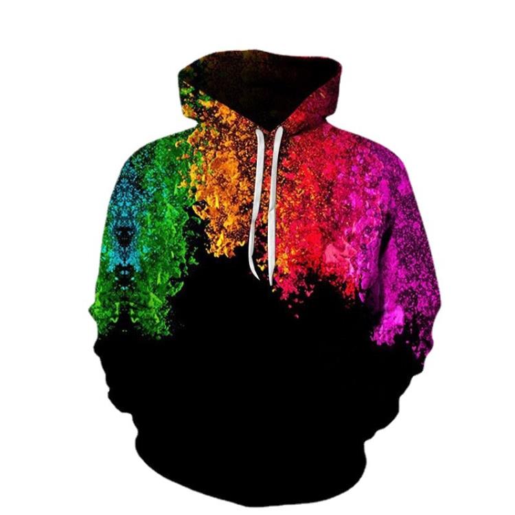 衛衣 2023歐美春秋季款油漆連帽衫 3D數碼印花童裝寬松棒球服-細節圖5