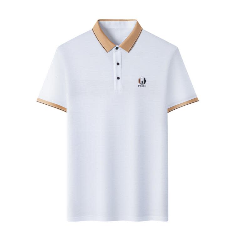 短袖T恤 男裝夏季桑蠶絲POLO衫男2023新款正韓潮流刺繡薄款翻領t恤男-細節圖5