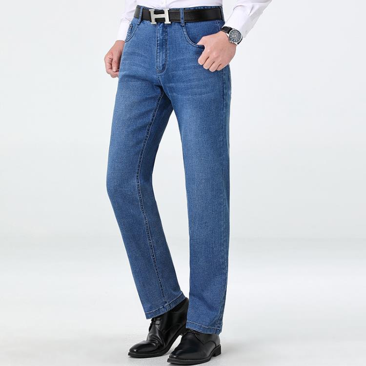 新款牛仔褲男寬松直筒秋冬季男褲中年爸爸裝休閒修身彈力長褲批髮-細節圖2