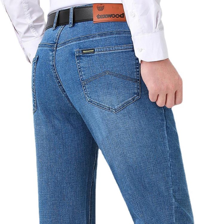 新款牛仔褲男寬松直筒秋冬季男褲中年爸爸裝休閒修身彈力長褲批髮-細節圖5