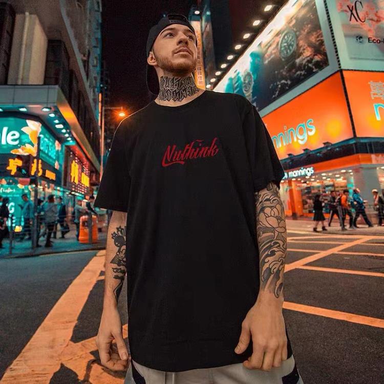 短袖T恤 歐美街頭復古慵懶風嘻哈半袖ins男潮牌寬松潮胖子大碼男裝-細節圖2