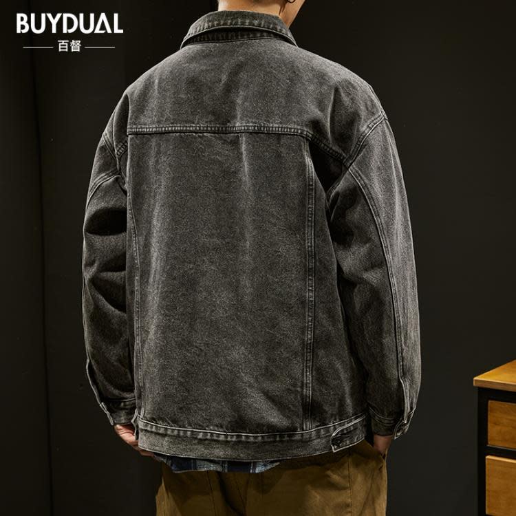 牛仔外套 春季復古水洗衣外套男士新款潮牌美式休閒工裝夾克春秋款衣服-細節圖5