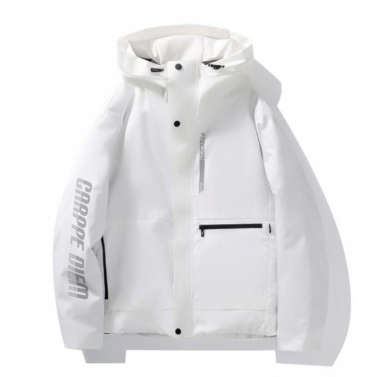 羽絨外套 2023服男士短款冬季潮流外套新款加厚保暖情侶防風防水沖鋒衣-細節圖2