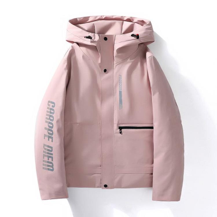 羽絨外套 2023服男士短款冬季潮流外套新款加厚保暖情侶防風防水沖鋒衣-細節圖7