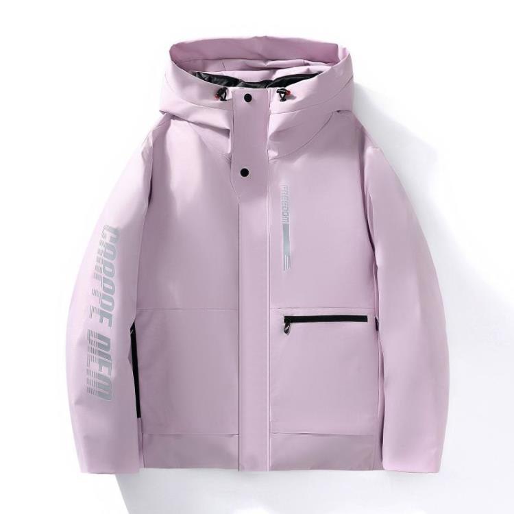 羽絨外套 2023服男士短款冬季潮流外套新款加厚保暖情侶防風防水沖鋒衣-細節圖9