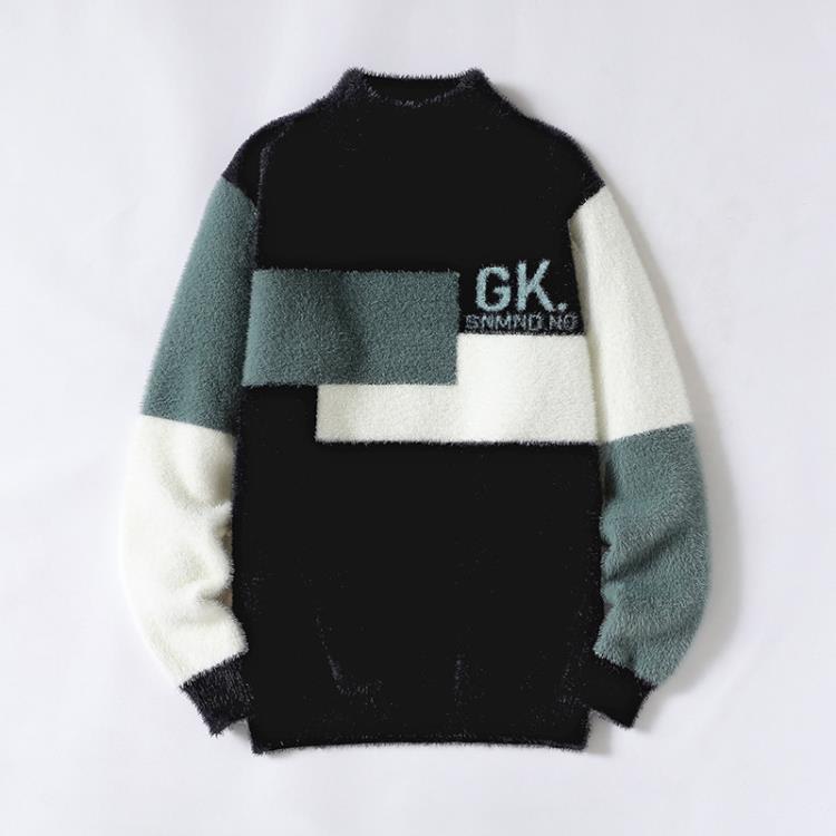 半高領毛衣男士秋冬季水貂絨打底衫內穿保暖上衣服加絨加厚羊絨衫-細節圖3