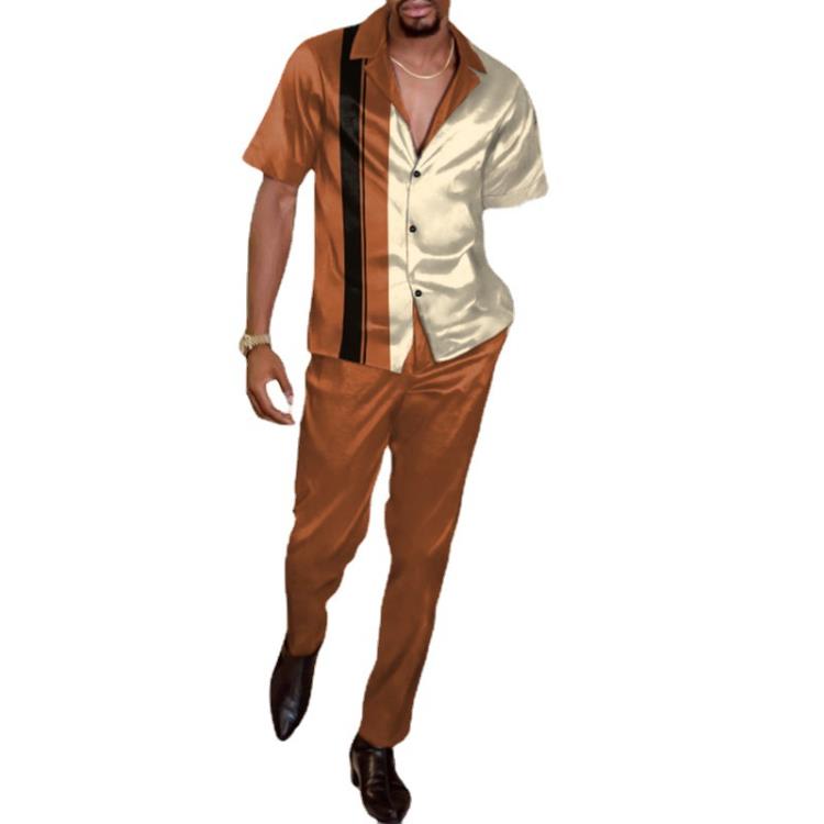 襯衫 夏季新款男裝 3D數碼印花休閒時尚潮牌短袖長褲套裝-細節圖5