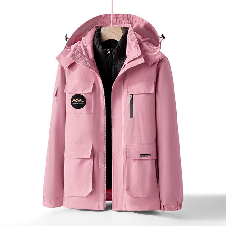 羽絨外套 大碼三合一沖鋒衣男胖子冬季加肥加大碼二件套棉服可脫卸內膽-細節圖9